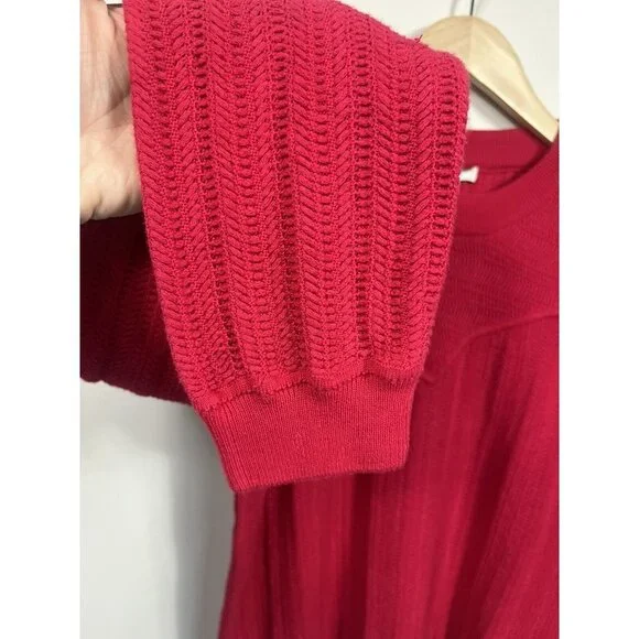 Joie Womens Sweater Large Pink Crew Neck Balloon Sleeve 100% Cotton - Picture 4 of 10